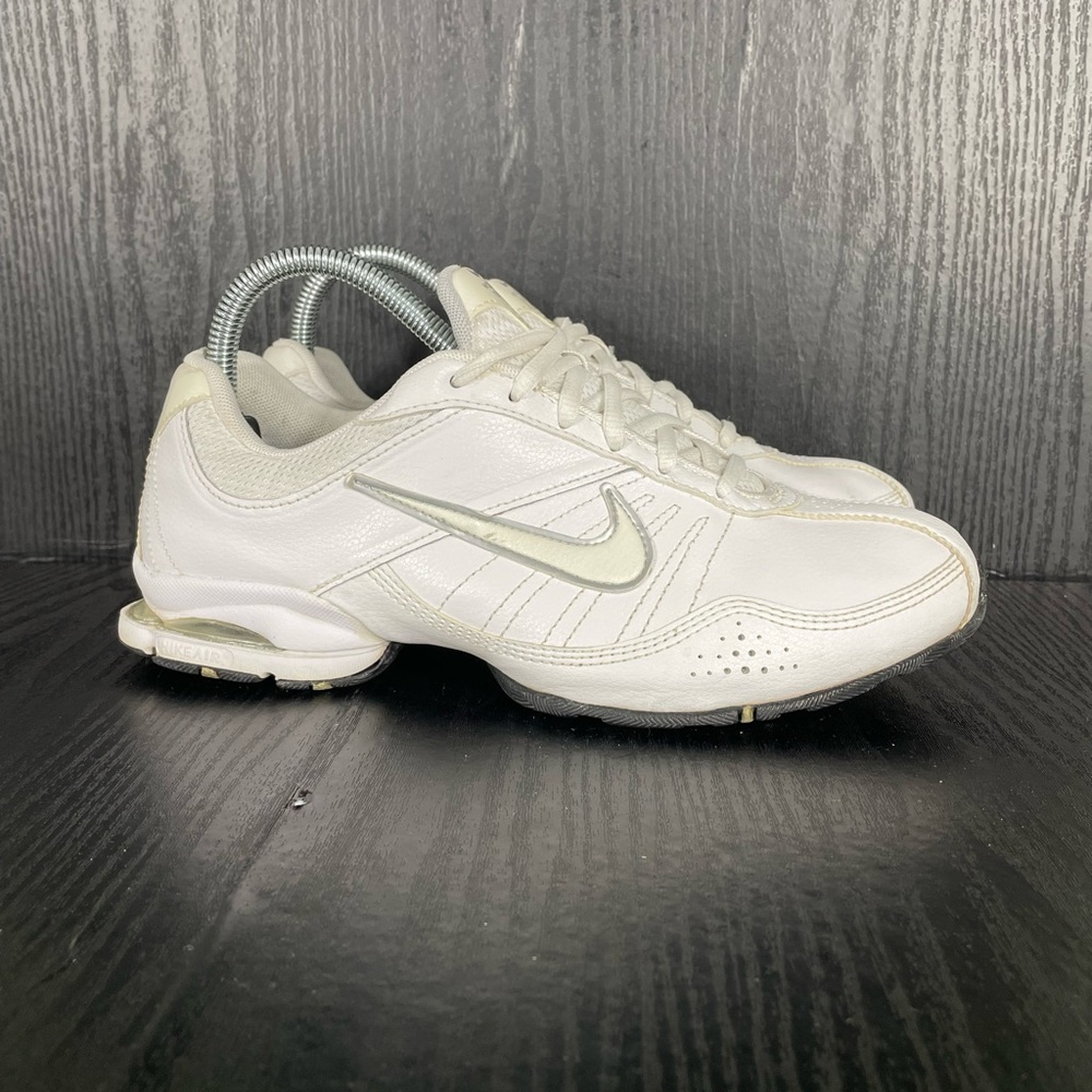 Nike Women's White Sneakers with Silver Swoosh